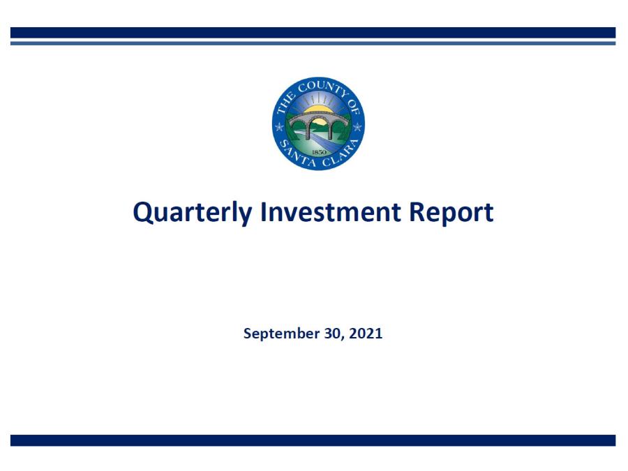 Cover for Quarterly Investment Report, September 30, 2021