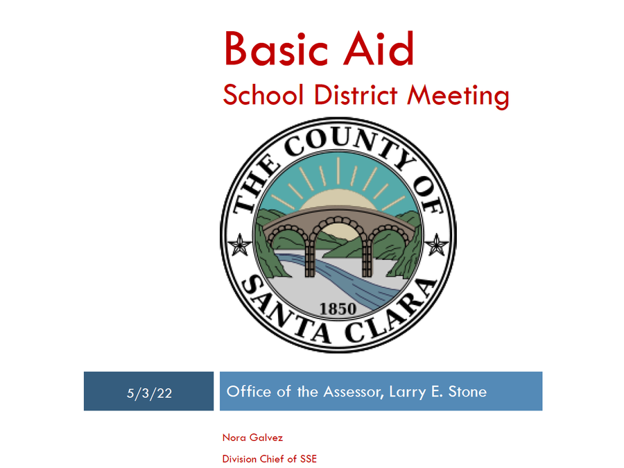 Basic Aid, School District Meeting Cover, Office of the Assessor, Finance Officer's Governance Group