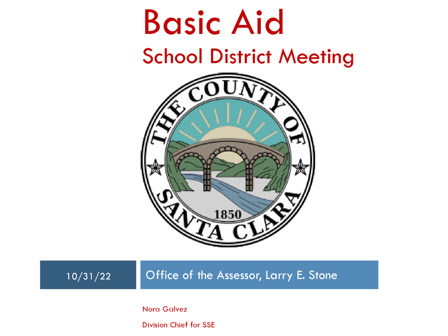 Basic Aid, School District Meeting Cover, Office of the Assessor, Finance Officer's Governance Group